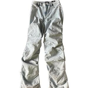 Fashion Nova Drawstring Ruched Wide Leg Jeans - Size 15 (New With Tags)